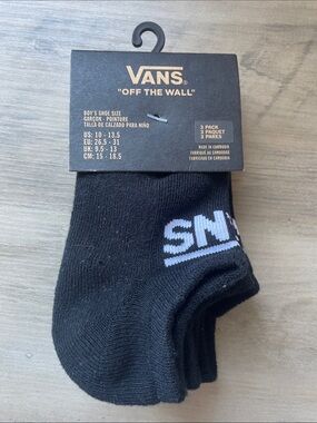Vans Black Ankle Socks with White Logo - 3 Pack